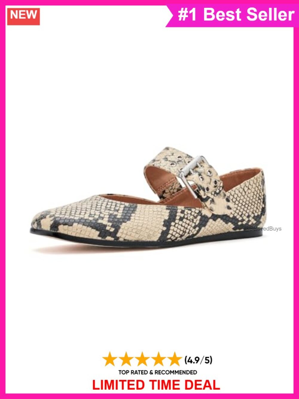 Double Prong Mary Jane Flats Square Toe Cushioned Vegan Leather